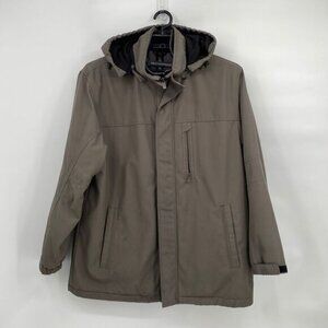 Weatherproof Men's Hooded Long Sleeve Full Zip Pockets Outdoor Jacket Brown XL